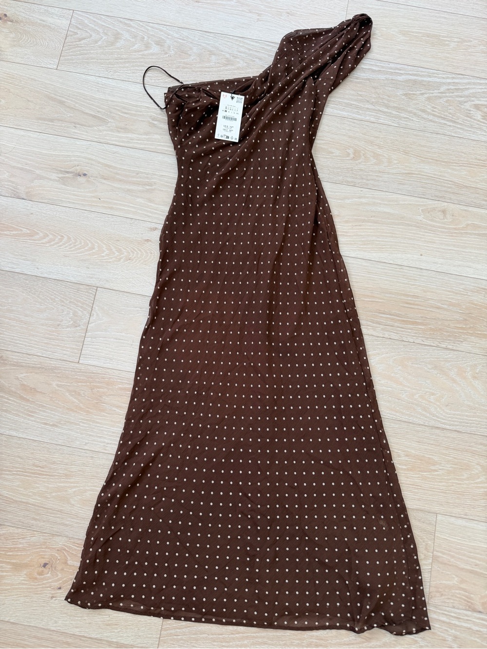 ZARA Brown Polka Dot Slip Maxi Dress – Size S